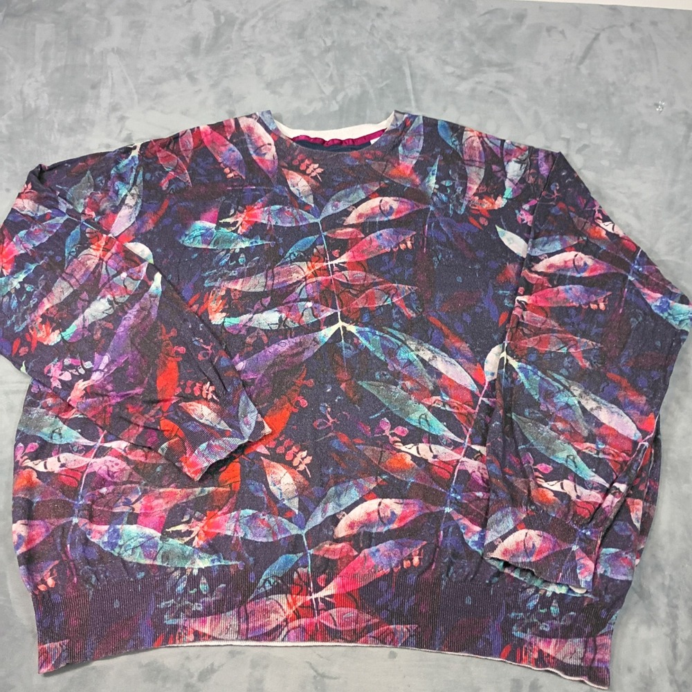 Robert Graham Mens 4XL Classic Fit Cotton Linen Abstract Leaf Sweater Purple - Picture 1 of 8